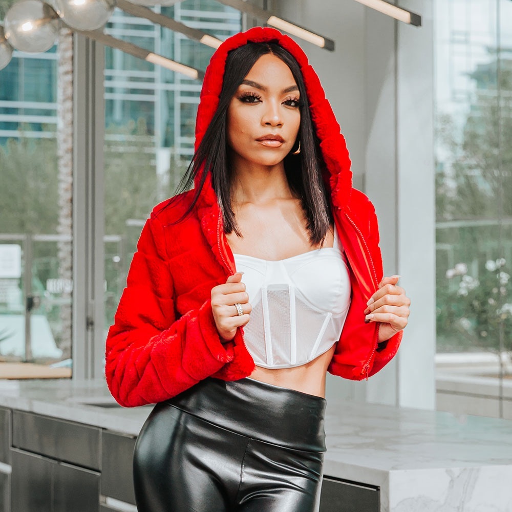 Faux Fur red jacket with from my Zipper